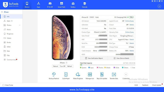 3uTools check iPhone